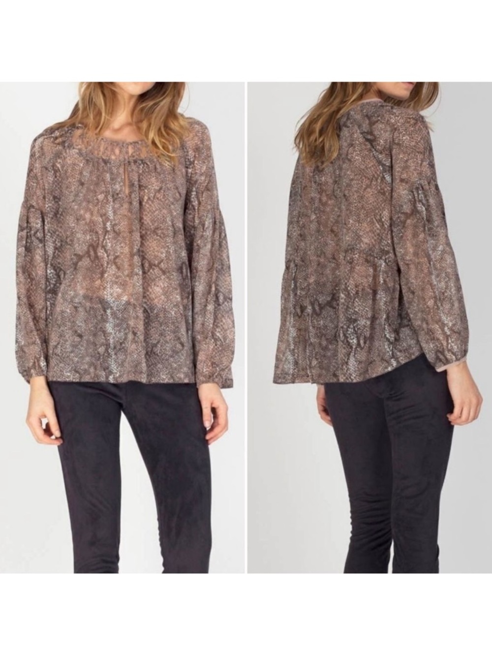 NWT GENTLE FAWN Maise Snake Chiffon Blouse S